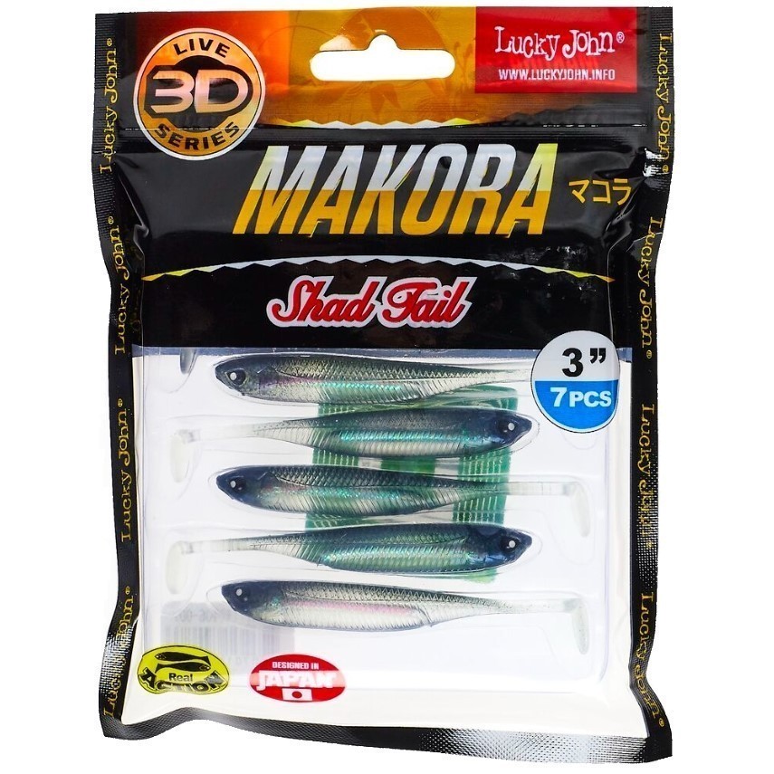Силиконовая приманка Lucky John Makora Shad Tail 3.0in 76 мм 7 шт 001 3D Series  140406-001 — крупный план
	                                    2