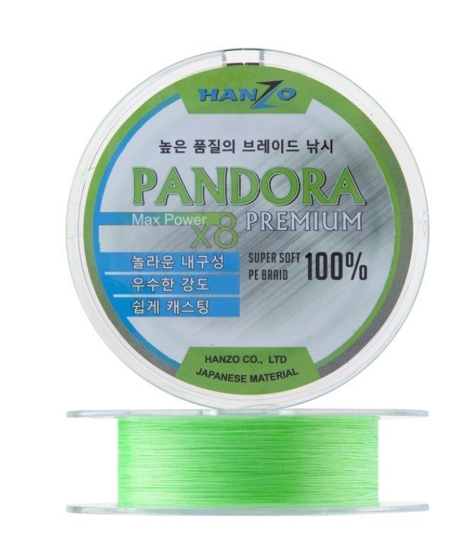 Плетеный шнур Hanzo Pandora Premium X8 150 м  PE # 1,2 Flash Green 0,185 мм   HanPPr-Gr/1.2 — характеристики,
	                                    особенности конструкции
