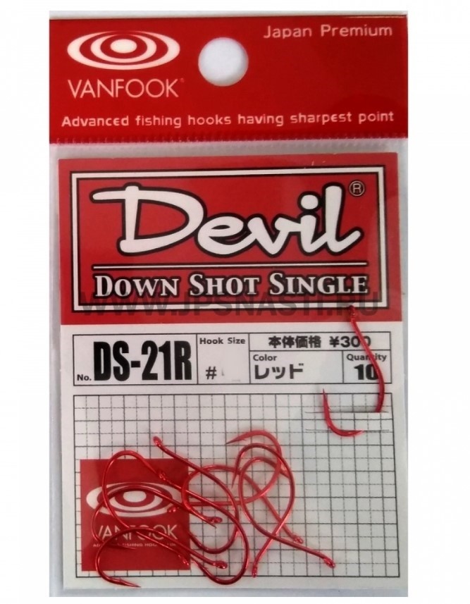 Крючок Одинарный Vanfook DS-21R №7 10 шт    VFDS21R7 — крупный план
	                                    2