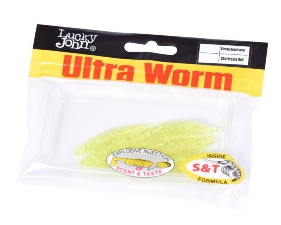 Силиконовая приманка Lucky John Trick Ultraworm 2.0in 51 мм 9 шт S15 Pro Series  140193-S15 — крупный план
	                                    2