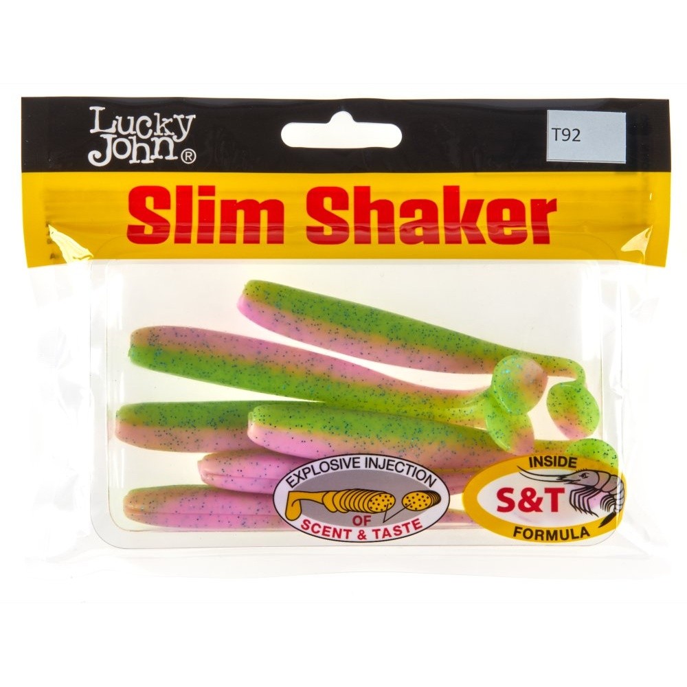 Силиконовая приманка Lucky John Slim Shaker 4in 100 мм 6 шт T92 Pro Series  140183-T92 — крупный план
	                                    2