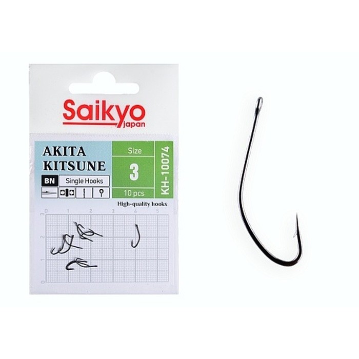 Крючок Одинарный Saikyo KH-10074 Akita Kitsune №3 10 шт BN   KH-10074BN3-10 — характеристики,  особенности конструкции