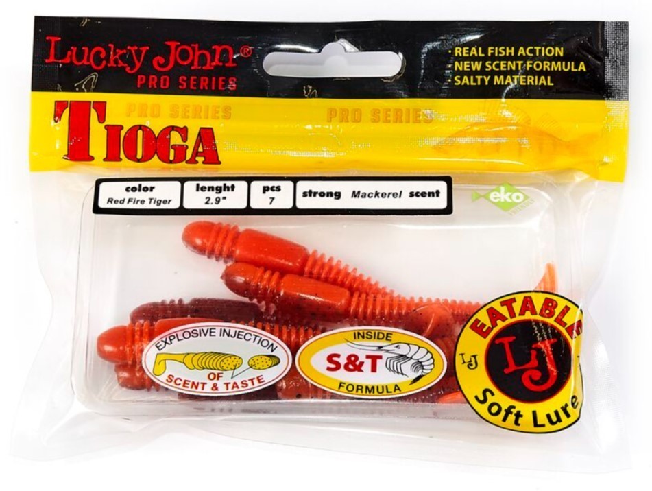 Силиконовая приманка Lucky John Tioga 2.9in 75 мм 7 шт T48 Pro Series  140103-T48 — крупный план
	                                    2
