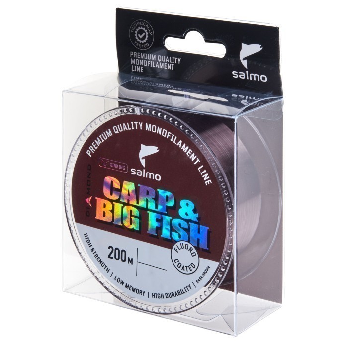 Леска монофильная Salmo Diamond Carp & Big Fish Fluoro Coated 200 м 0,28 мм Dark Brown   4039-028 — характеристики,
	                                    особенности конструкции