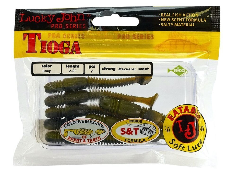 Силиконовая приманка Lucky John Tioga 2.9in 75 мм 7 шт T45 Pro Series  140103-T45 — крупный план
	                                    2