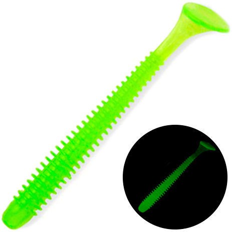 Силиконовая приманка Keitech Swing Impact 2 50 мм 12 шт 026 Clear Chartreuse Glow — крупный план
	                                    1