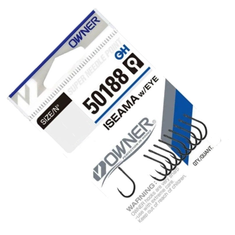 Крючок Одинарный Owner 50188 Iseama №12 10 шт Black chrome   ow-50188BC-12 — крупный план
	                                    1