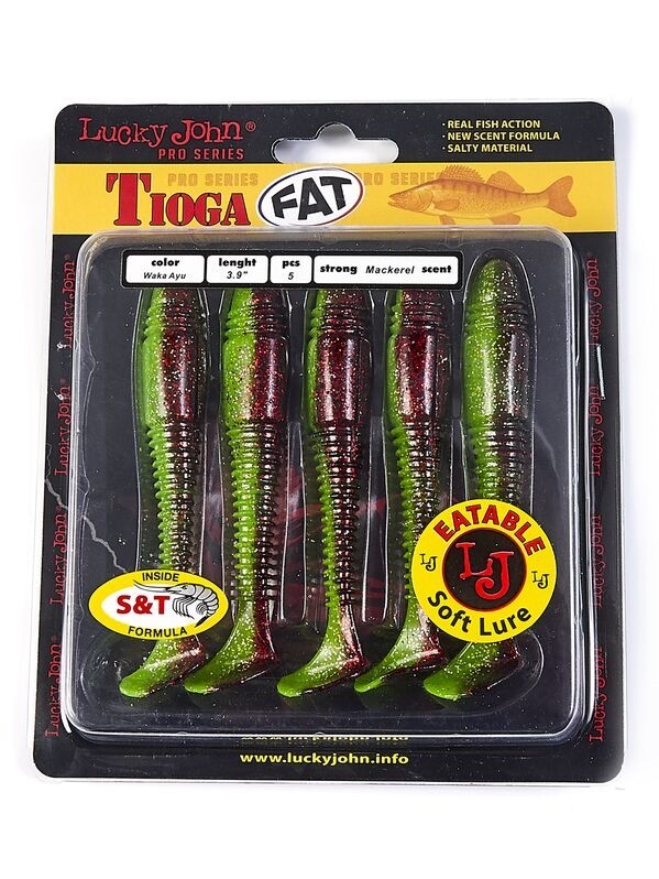 Силиконовая приманка Lucky John Tioga Fat 3.9in 100 мм 5 шт T44 Pro Series  140146-T44 — крупный план
	                                    2