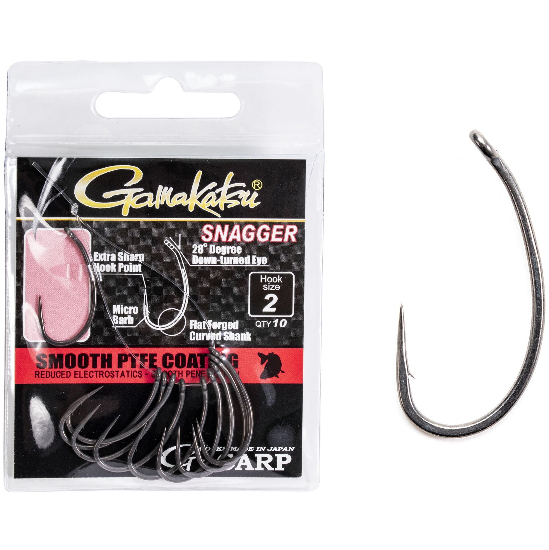 Крючок Одинарный Gamakatsu G-Carp Snagger Hooks №2 10 шт    185035-002 — характеристики,
	                                    особенности конструкции