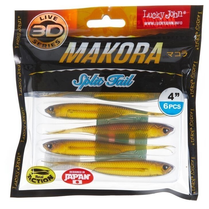 Силиконовая приманка Lucky John Makora Split Tail 4.0in 100 мм 6 шт 004 3D Series  140409-004 — крупный план
	                                    2