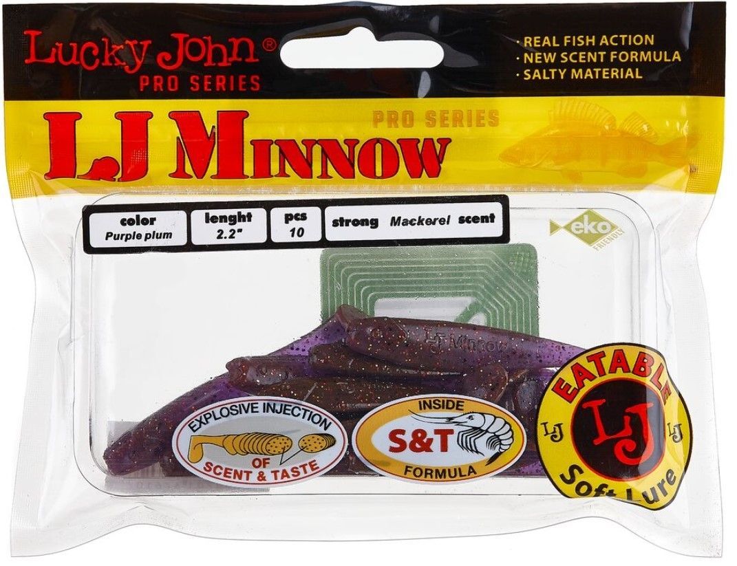 Силиконовая приманка Lucky John Minnow 2.2in 56 мм 10 шт S13 Pro Series  140142-S13 — крупный план
	                                    2