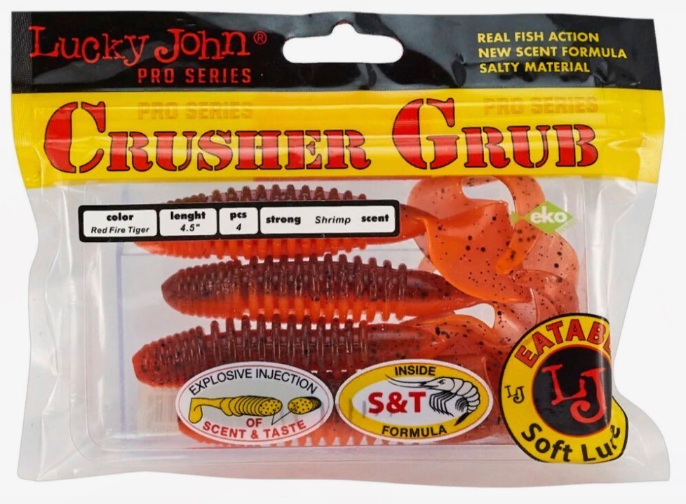 Силиконовая приманка Lucky John Crusher Grub 4.5in 114 мм 4 шт T48 Pro Series  140158-T48 — крупный план
	                                    2