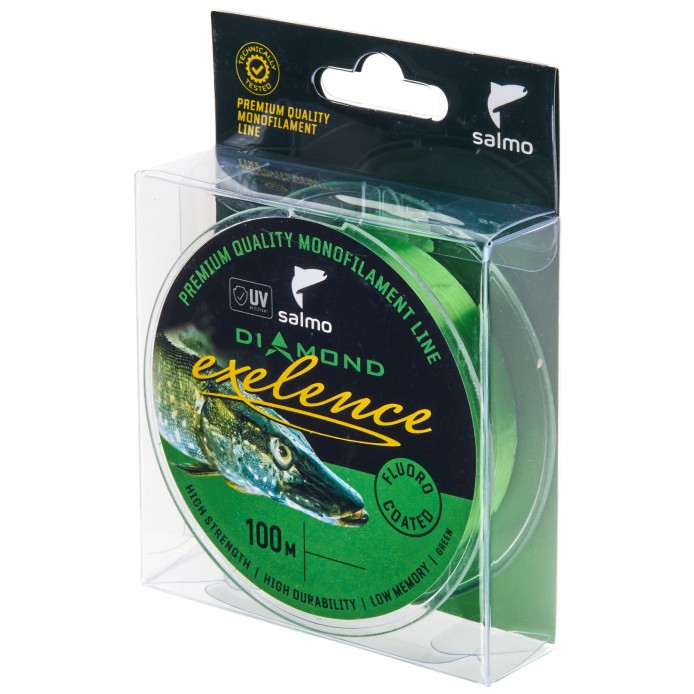 Леска монофильная Salmo Diamond Exelence Fluoro Coated 100 м 0,28 мм Green   4031-028 — характеристики,
	                                    особенности конструкции