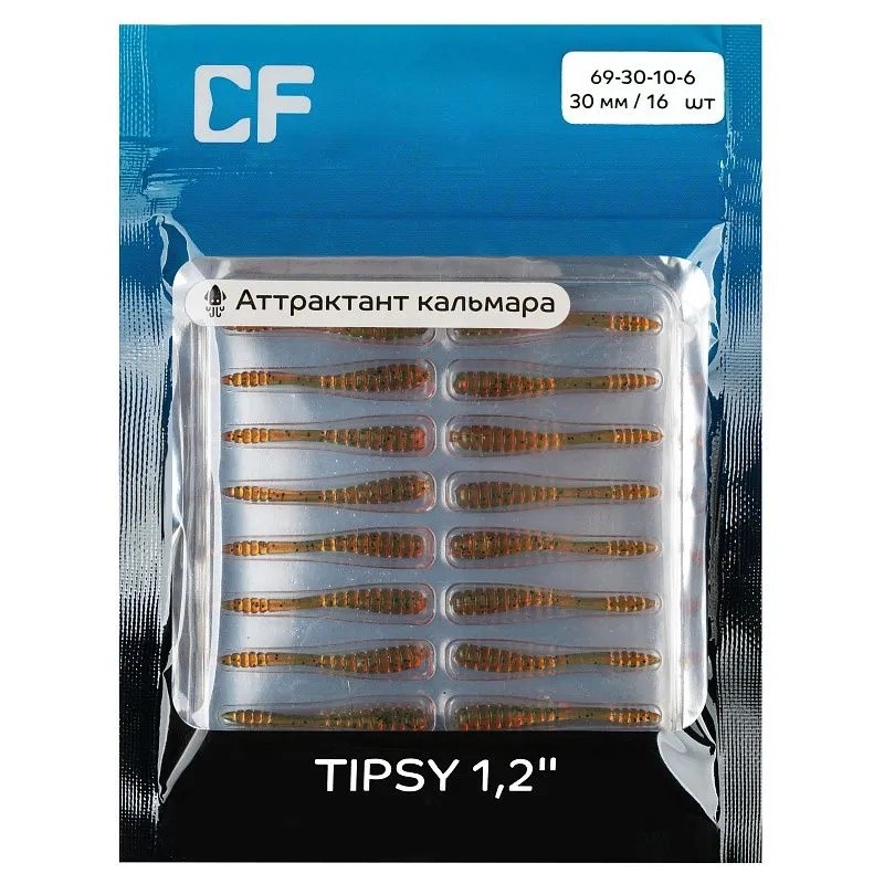 Силиконовая приманка CF Tipsy 1.2 30 мм 16 шт 10   69-30-10-6 — крупный план
	                                    1