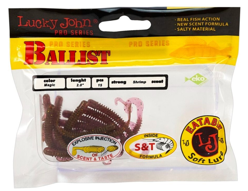 Силиконовая приманка Lucky John Ballist 2.0in 50 мм 15 шт S14 Pro Series  140155-S14 — крупный план
	                                    2