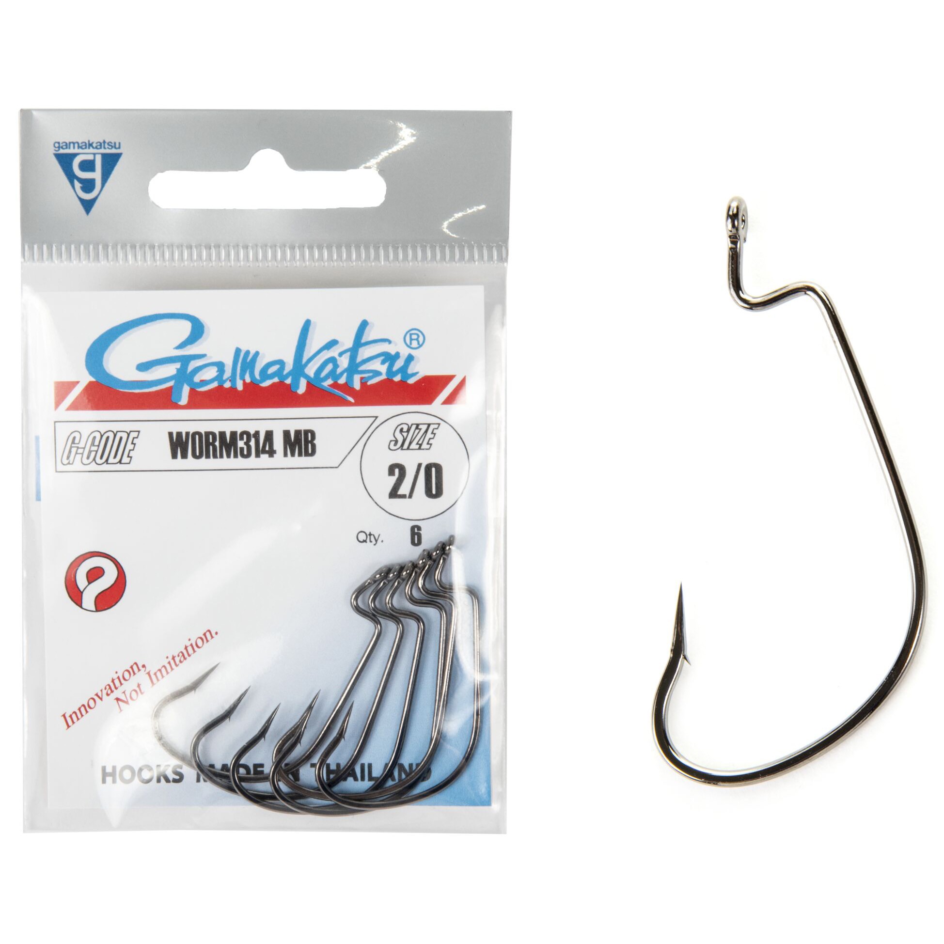 Крючок Офсетный Gamakatsu Worm 314 Hooks №2/0 6 шт    147396-002 — крупный план
	                                    1