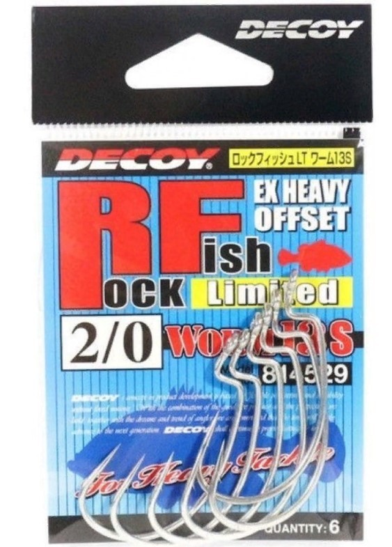 Крючок Офсетный Decoy Rock Fish Limited Worm 13S №2/0 6 шт — крупный план
	                                    1
