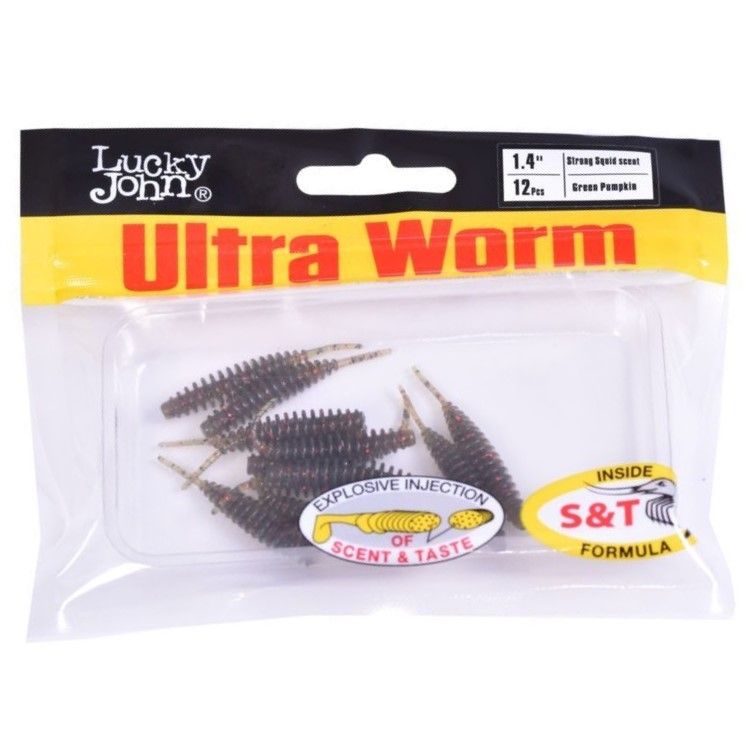 Силиконовая приманка Lucky John Trick Ultraworm 1.4in 35 мм 12 шт PA03 Pro Series  140192-PA03 — крупный план
	                                    2