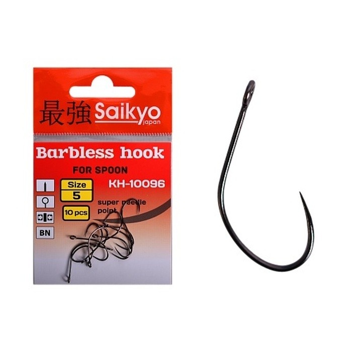 Крючок Одинарный Saikyo KH-10096 Barbless №5 10 шт BN   KH-10096BN5-10 — характеристики,  особенности конструкции