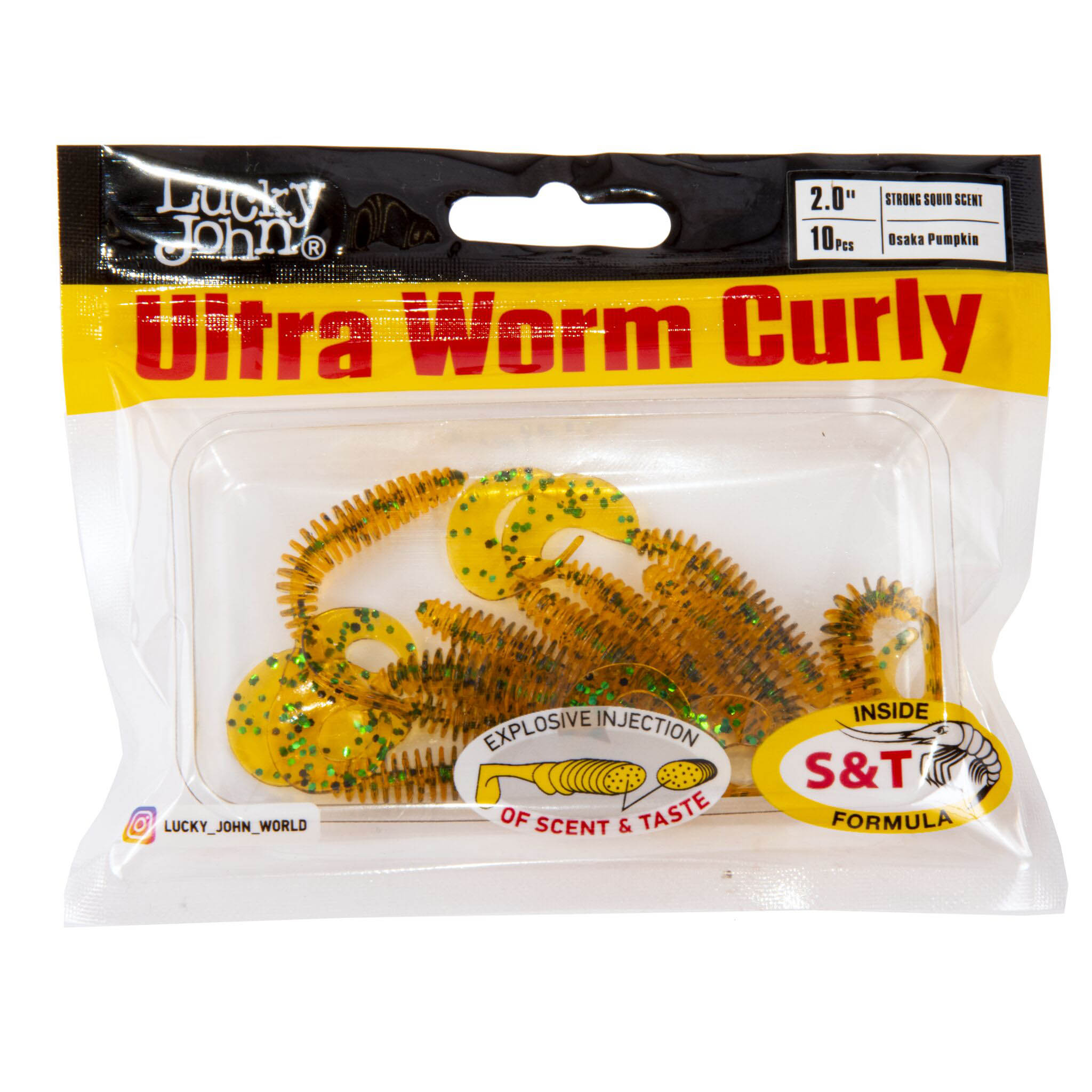 Силиконовая приманка Lucky John Ultraworm Curly 2.0in 50 мм 9 шт PA19 Pro Series  140198-PA19 — крупный план
	                                    2