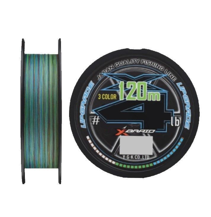 Плетеный шнур YGK X-Braid Upgrade X4 120 м  PE # 0,6 3 Color 0,128 мм — характеристики,
	                                    особенности конструкции