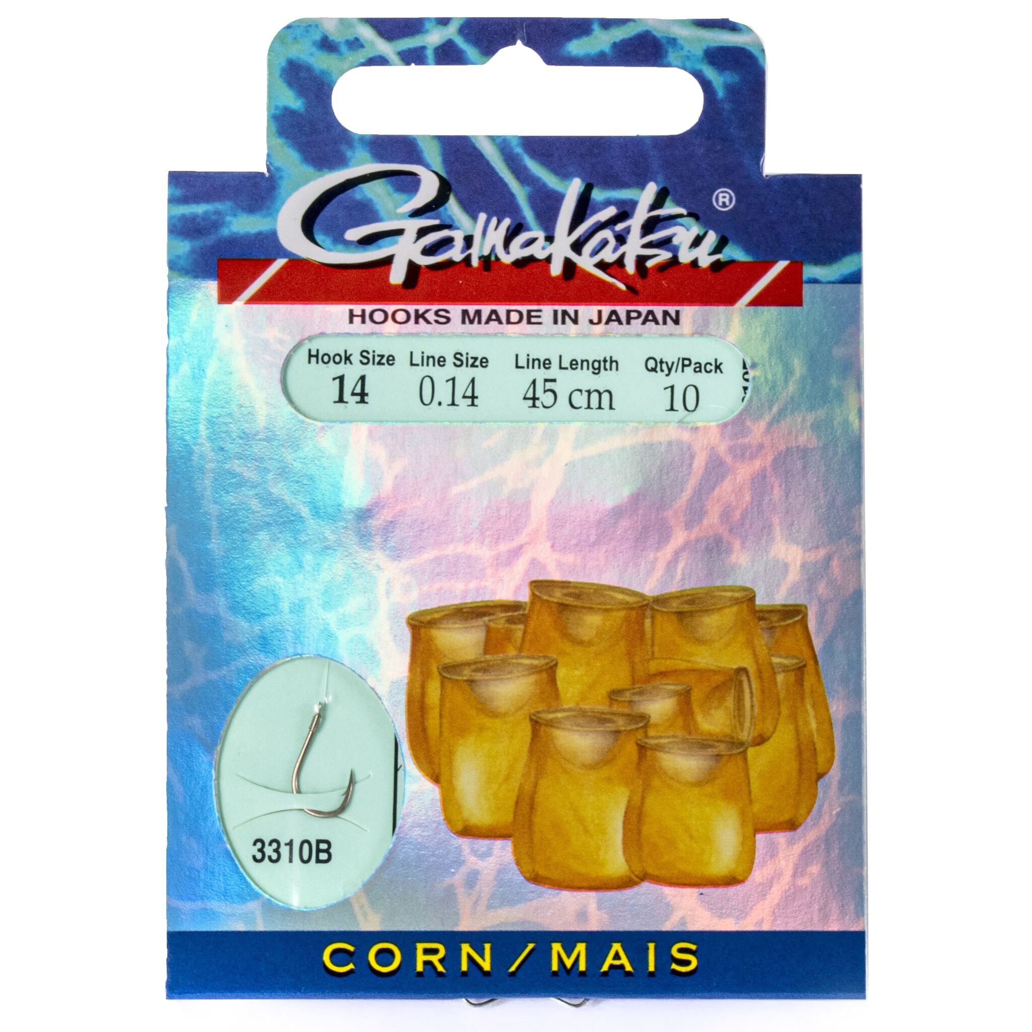 Поводок Gamakatsu Booklet Corn 3310B 45 см  0,14 мм  10 шт №14  140197-014-014 — характеристики,
	                                    особенности конструкции