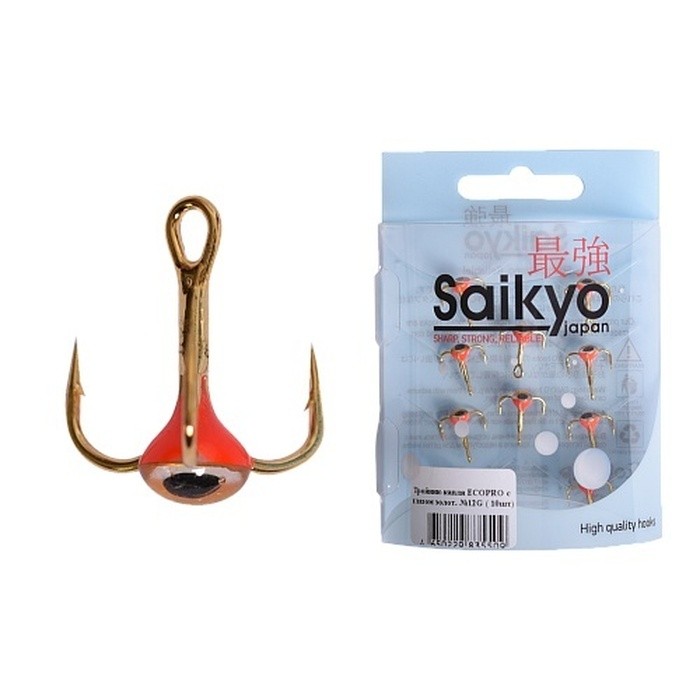 Крючок Тройной Ecopro Saikyo С глазом №12 10 шт G   EP-TGG10-12G — характеристики,  особенности конструкции