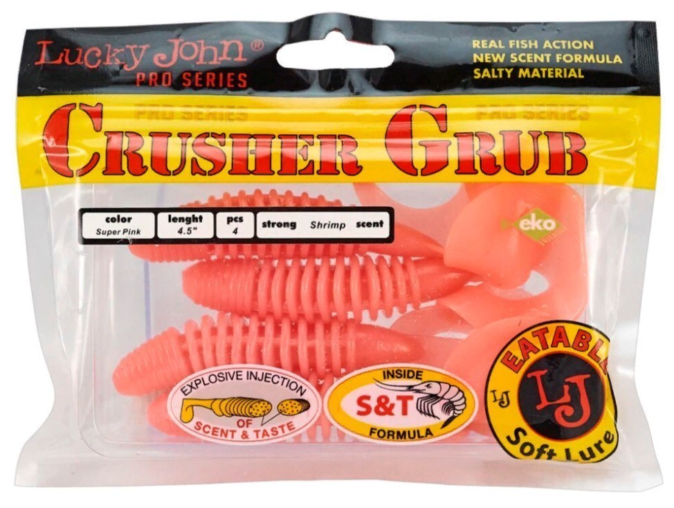 Силиконовая приманка Lucky John Crusher Grub 4.5in 114 мм 4 шт F05 Pro Series  140158-F05 — крупный план
	                                    1