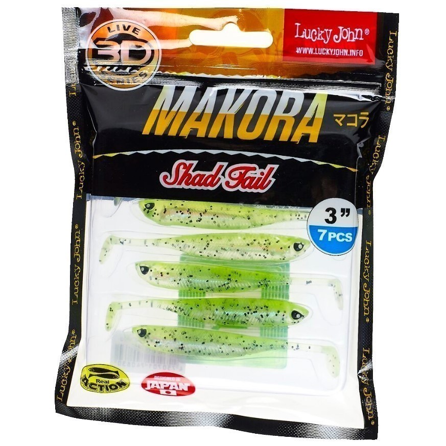 Силиконовая приманка Lucky John Makora Shad Tail 3.0in 76 мм 7 шт 006 3D Series  140406-006 — крупный план
	                                    2