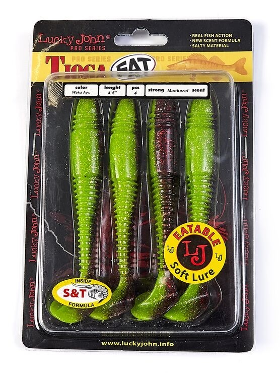Силиконовая приманка Lucky John Tioga Fat 4.5in 115 мм 4 шт T44 Pro Series  140147-T44 — крупный план
	                                    2