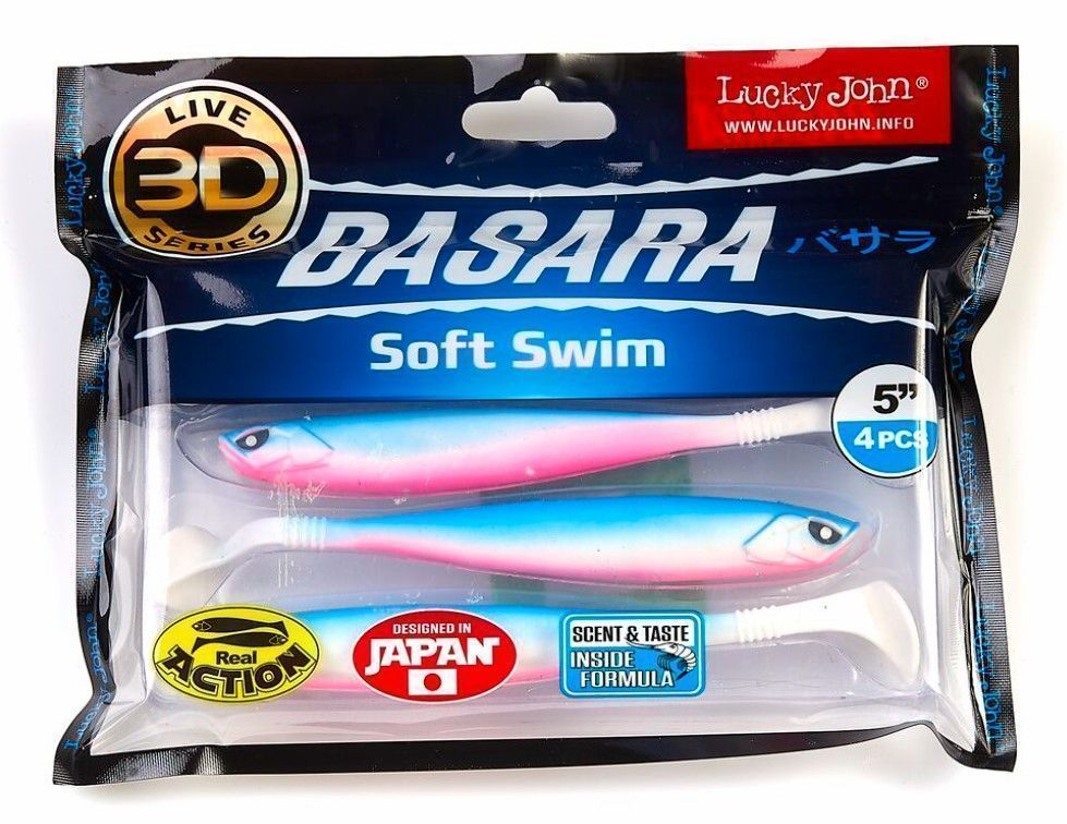 Силиконовая приманка Lucky John Basara Soft Swim 5.0in 127 мм 4 шт PG05 3D Series  140404-PG05 — крупный план
	                                    2