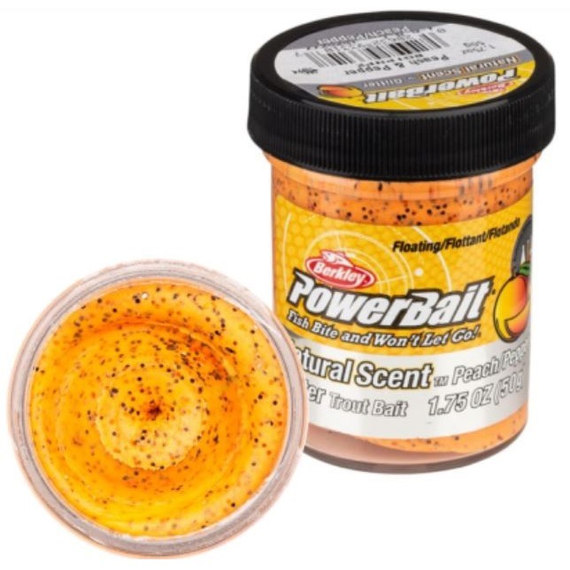 Паста Berkley PowerBait Natural Scent Glitter Trout Bait Fruits  50 мл  Peach/Pepper   1525277 — крупный план
	                                    1