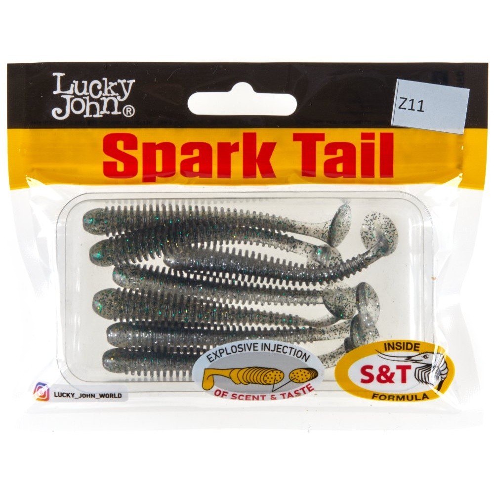 Силиконовая приманка Lucky John Spark Tail 3.0in 76 мм 7 шт Z11 Pro Series  140167-Z11 — крупный план
	                                    2