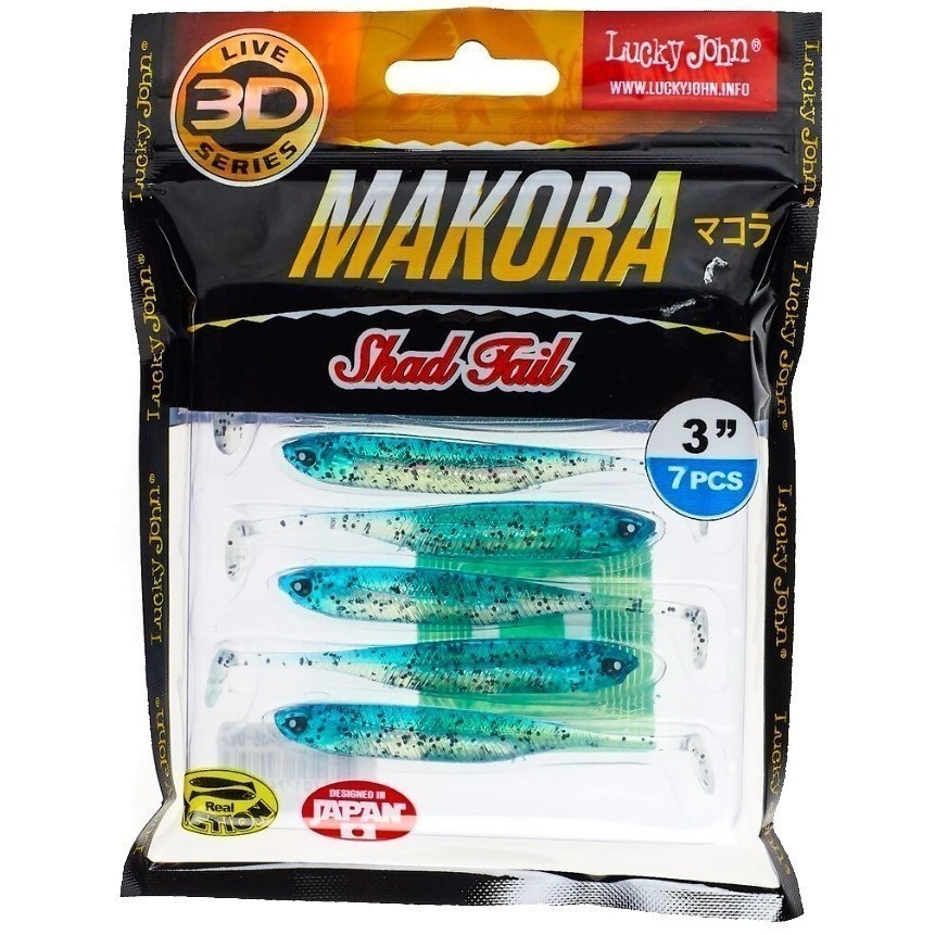 Силиконовая приманка Lucky John Makora Shad Tail 3.0in 76 мм 7 шт 002 3D Series  140406-002 — крупный план
	                                    2