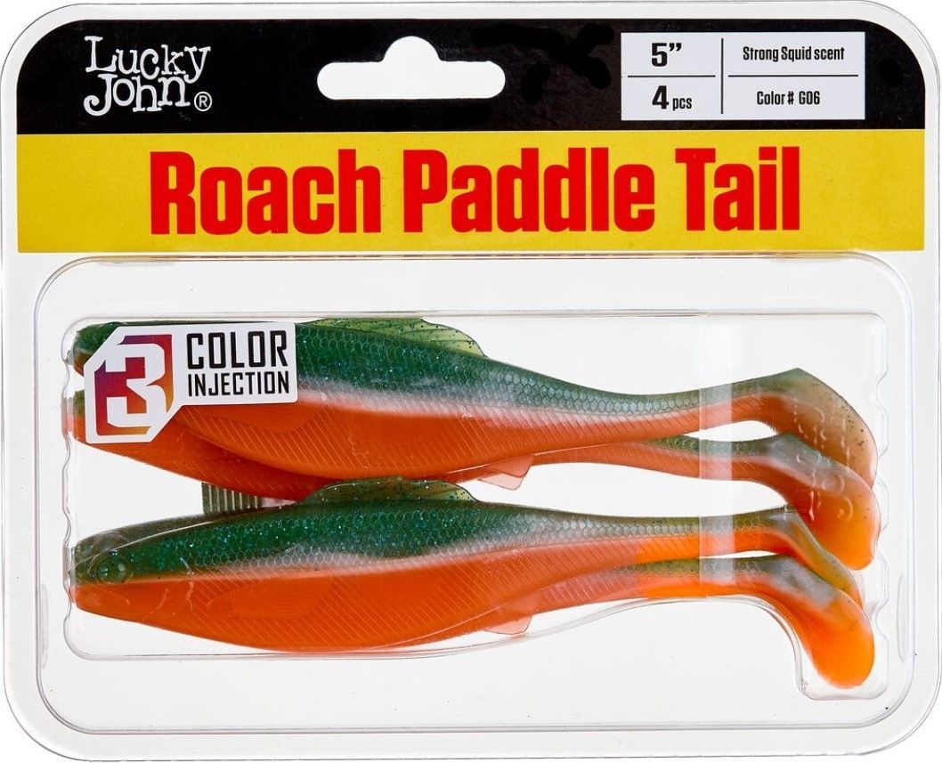 Силиконовая приманка Lucky John Roach Paddle Tail 5.0in 127 мм 4 шт G06 Pro Series  140181-G06 — крупный план
	                                    2