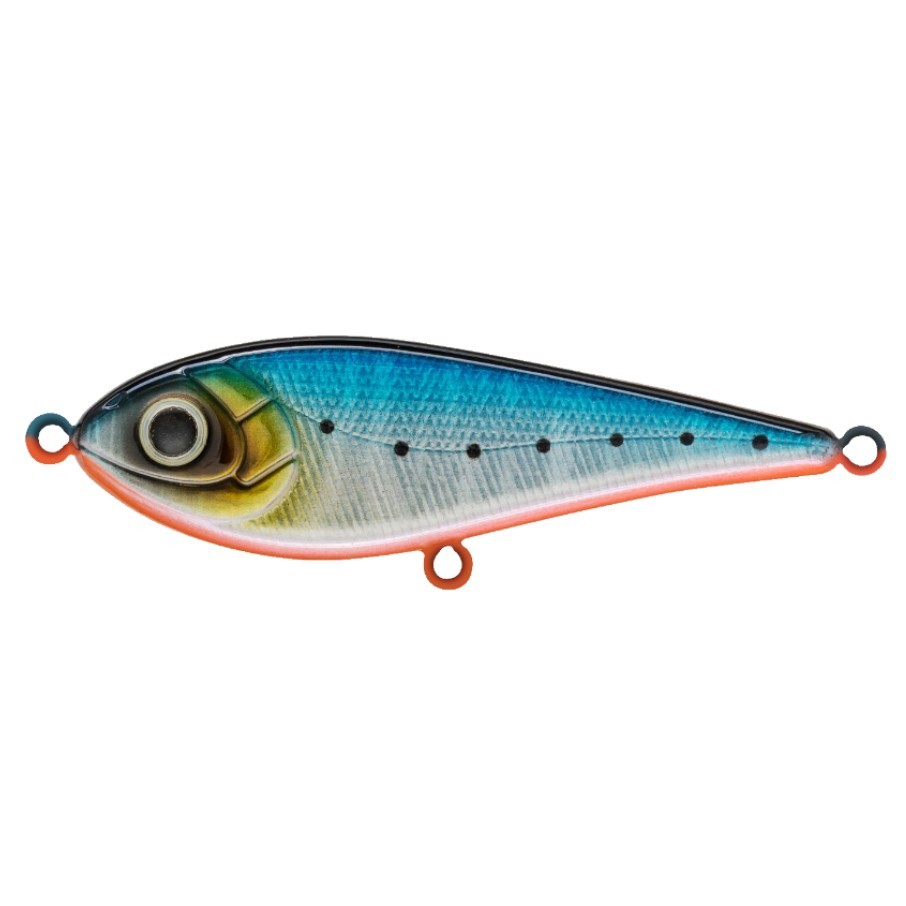 Воблер Strike Pro Buster Jerk Sinking A234-SBO-LU Blue Back Silver OB Fluo 75 гр   EG-048#A234-SBO — характеристики,
	                                    особенности конструкции