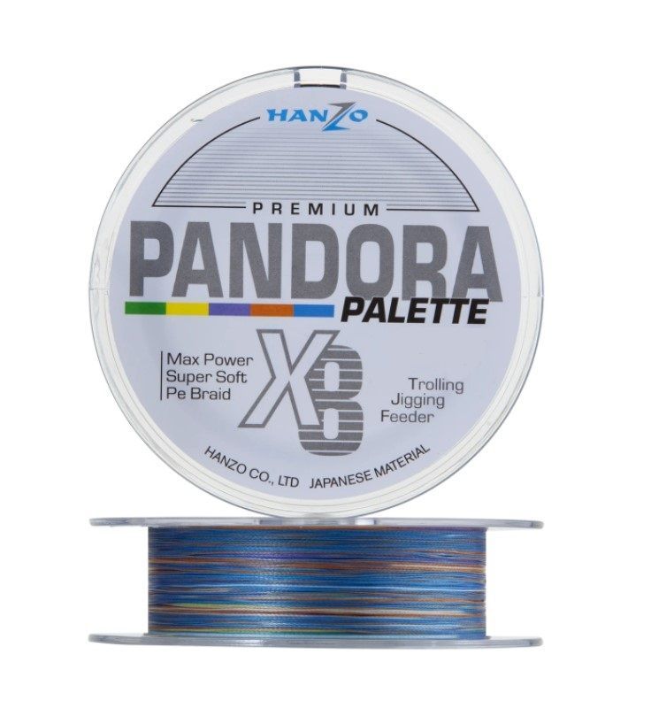 Плетеный шнур Hanzo Pandora Premium X8 150 м  PE # 0,8 Multicolor Palette 5x10 0,148 мм Palette 5x10  HPPP-0,8 — характеристики,
	                                    особенности конструкции