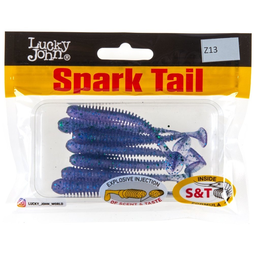 Силиконовая приманка Lucky John Spark Tail 3.0in 76 мм 7 шт Z13 Pro Series  140167-Z13 — крупный план
	                                    2