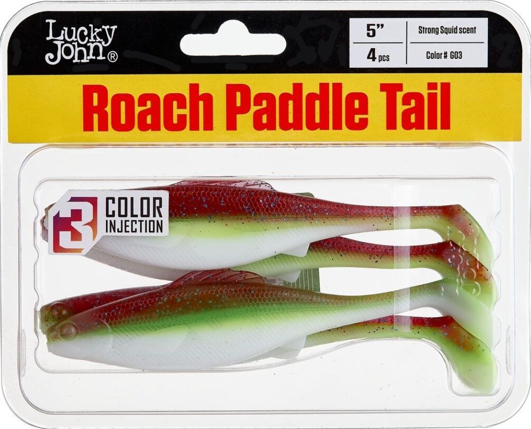 Силиконовая приманка Lucky John Roach Paddle Tail 5.0in 127 мм 4 шт G03 Pro Series  140181-G03 — крупный план
	                                    2