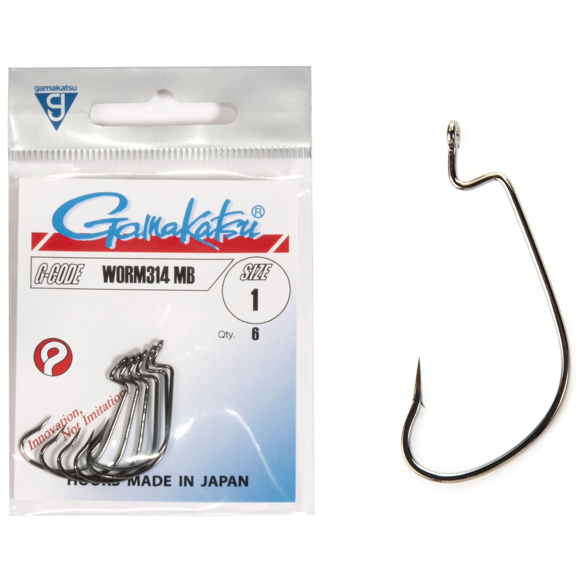 Крючок Офсетный Gamakatsu Worm 314 Hooks Black №1/0 6 шт    147182-001 — характеристики,
	                                    особенности конструкции