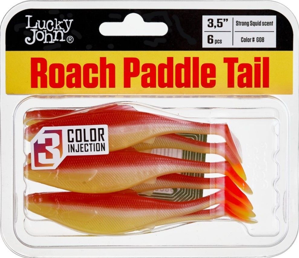 Силиконовая приманка Lucky John Roach Paddle Tail 3.5in 89 мм 6 шт G08 Pro Series  140180-G08 — крупный план
	                                    2