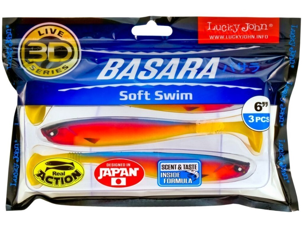 Силиконовая приманка Lucky John Basara Soft Swim 6.0in 152 мм 3 шт PG06 3D Series  140405-PG06 — крупный план
	                                    2