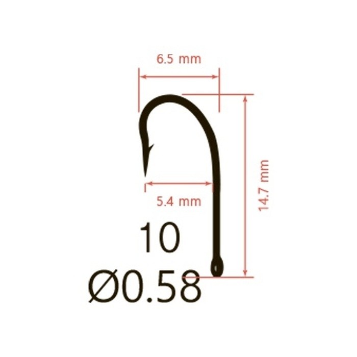 Крючок Одинарный Saikyo KH-11011 O'Shaughnessy №10 10 шт BN   KH-11011R10-10 — крупный план
	                                    2