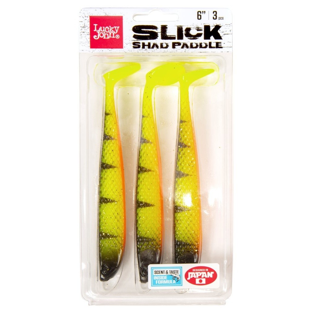 Силиконовая приманка Lucky John Slick Shad Paddle 6.0in 152 мм 3 шт PG14 3D Series  140442-PG14 — крупный план
	                                    2