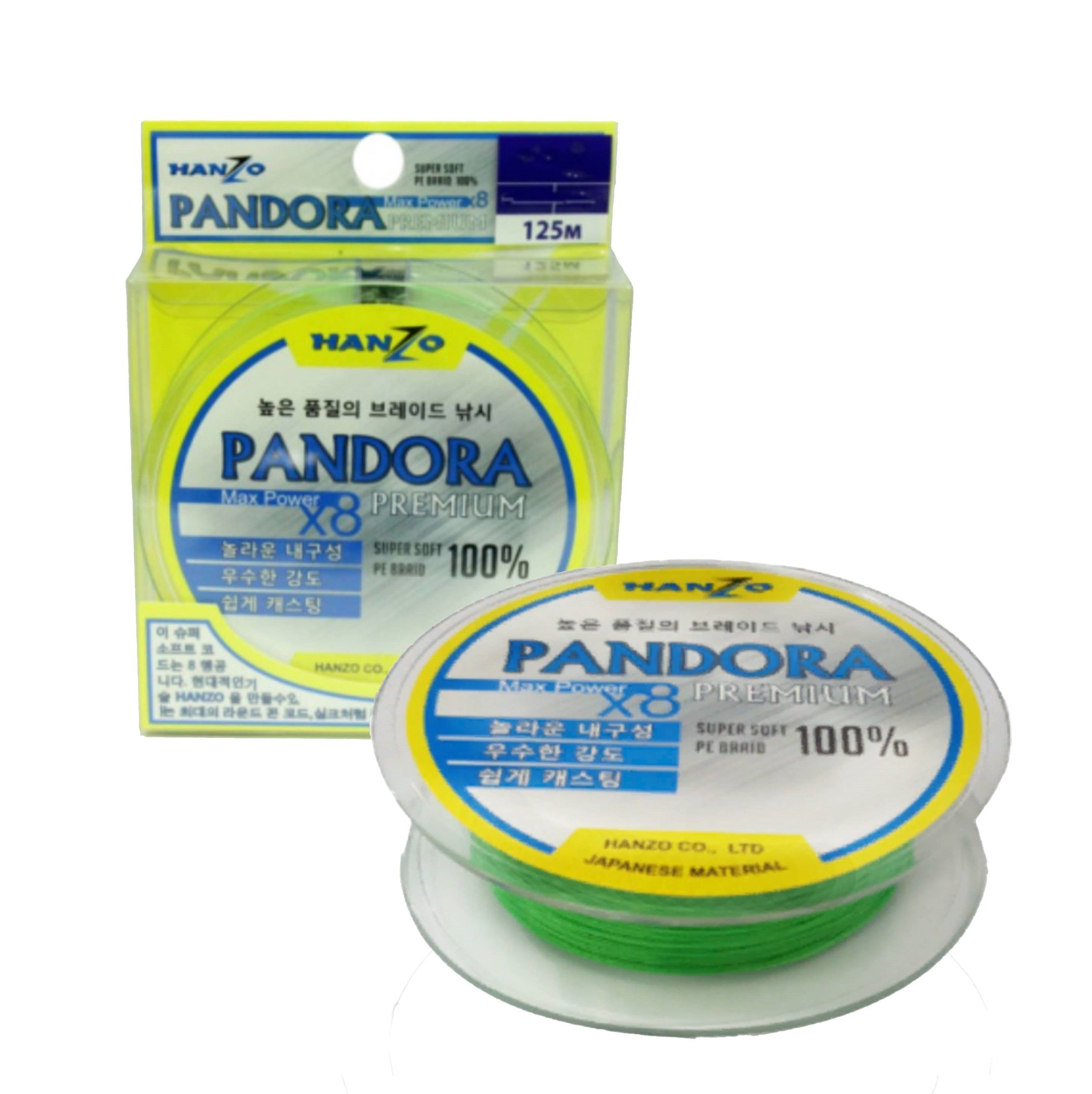 Плетеный шнур Hanzo Pandora Premium X8 125 м  PE # 0,8 Сhartreuse 0,148 мм   HanPPr/0.8 — характеристики,  особенности конструкции