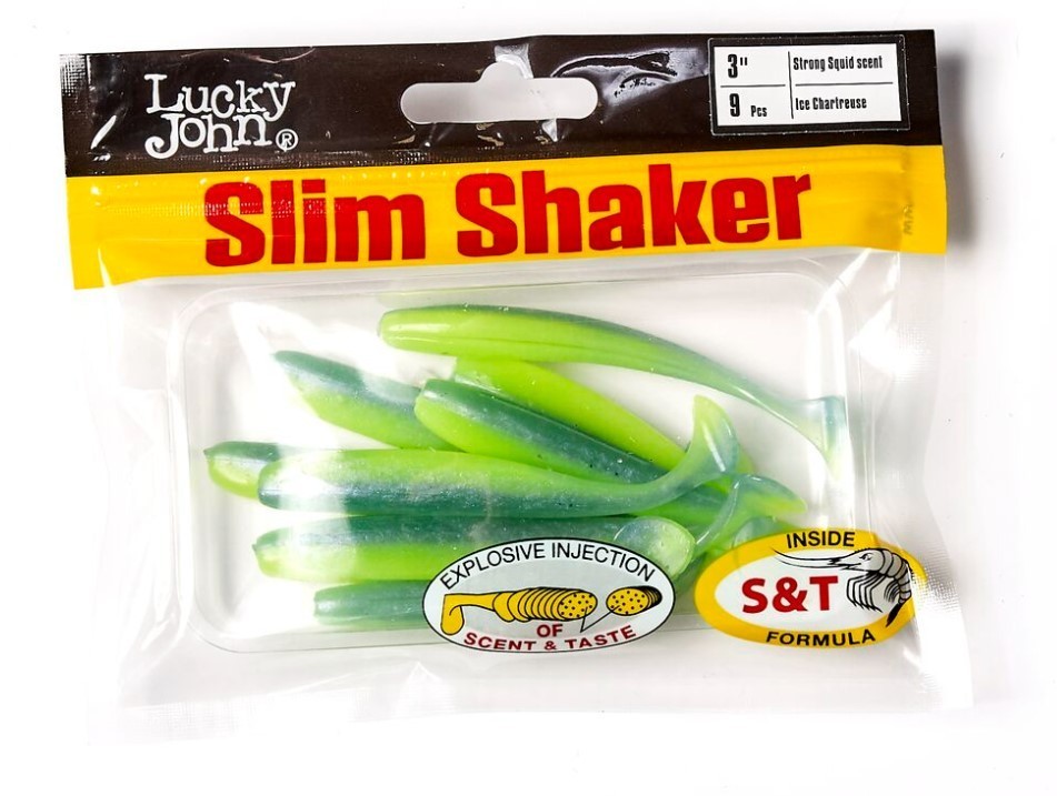 Силиконовая приманка Lucky John Slim Shaker 3in 76 мм 9 шт T57 Pro Series  140182-T57 — крупный план
	                                    2