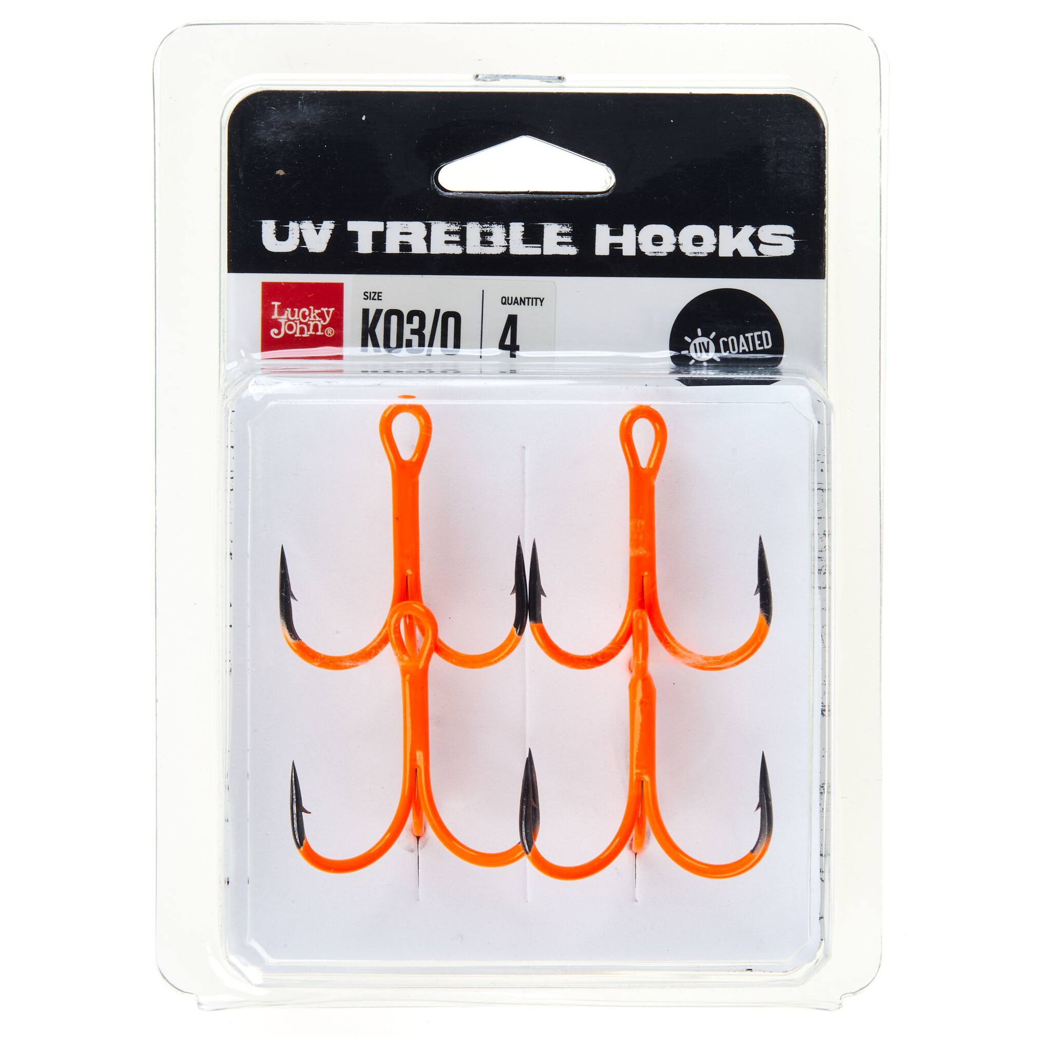 Крючок Тройной Lucky John Orange UV LJH201 №3/0 4 шт UL   LJ20101-K030 — крупный план
	                                    1