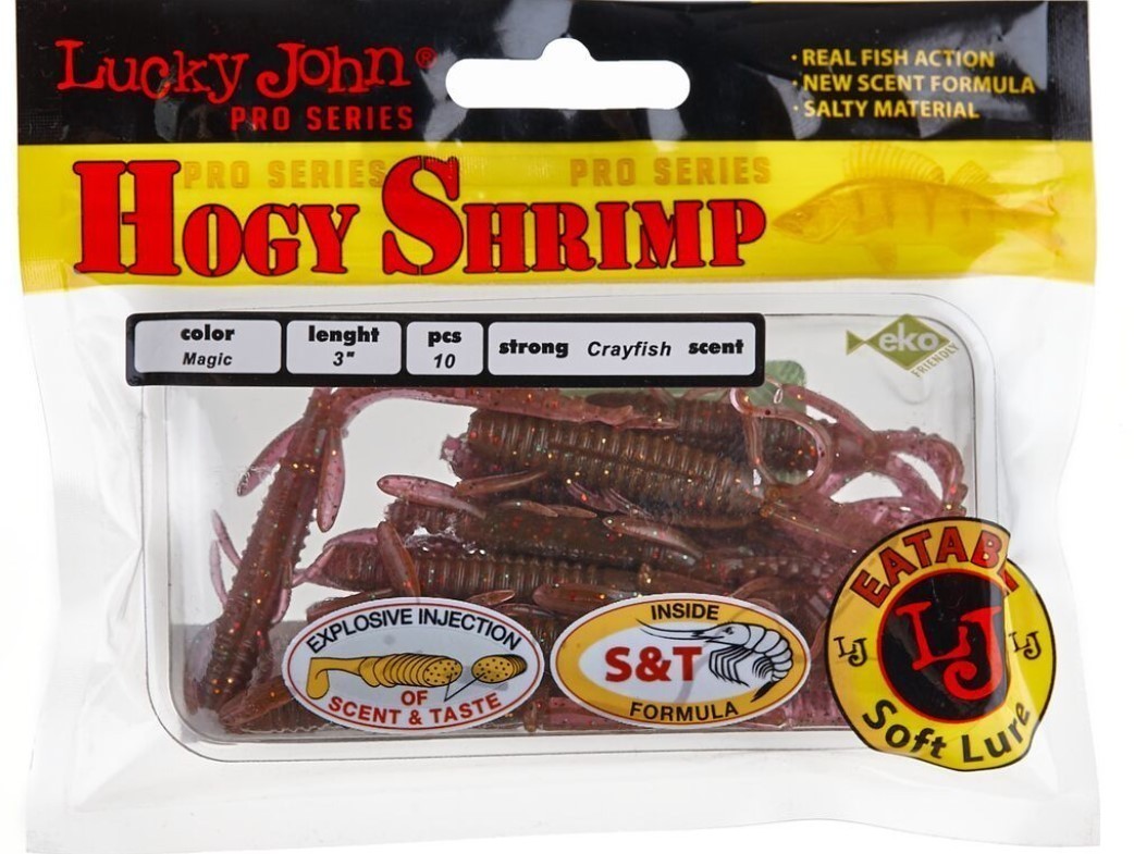 Силиконовая приманка Lucky John Hogy Shrimp 3.0in 76 мм 10 шт S14 Pro Series  140140-S14 — крупный план
	                                    2