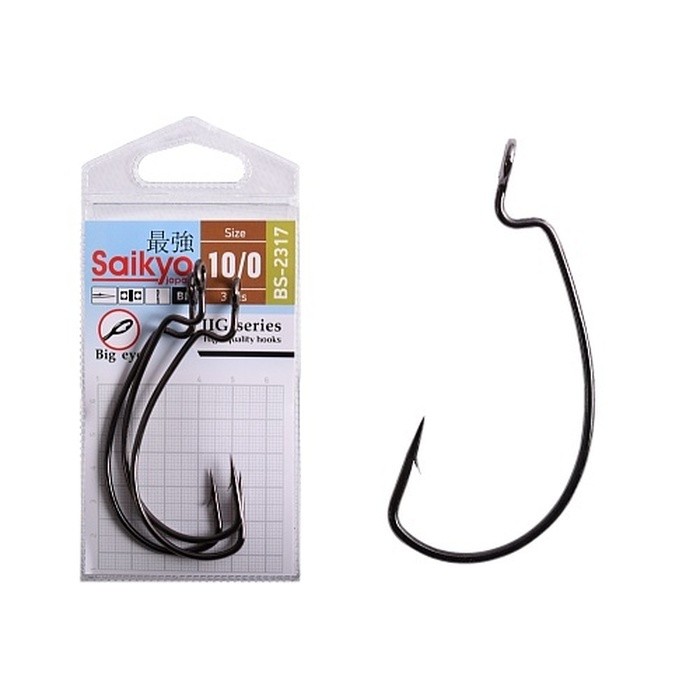 Крючок Офсетный Saikyo  BS-2317 №10/0 3 шт BN   BS-2317BN10/0-3 — характеристики,  особенности конструкции