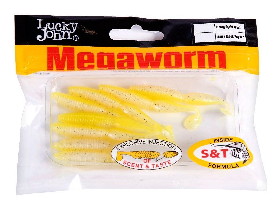 Силиконовая приманка Lucky John MegaWorm 4.0in 101 мм 5 шт T66 Pro Series  140191-T66 — крупный план
	                                    2